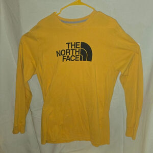 The North Face Half Dome Logo Men's Size L Yellow Long Sleeve 100% Cotton Shirt